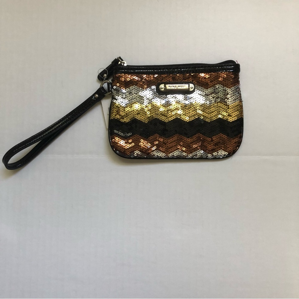 Black and Gold Sequin Clutch Wristlet